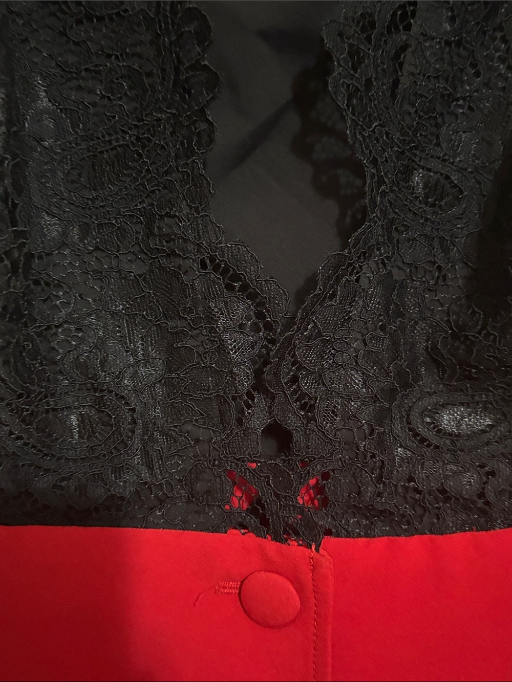 New York & Company Black Lace-Top Vest with Red Hem Detail - Picture 4 of 11